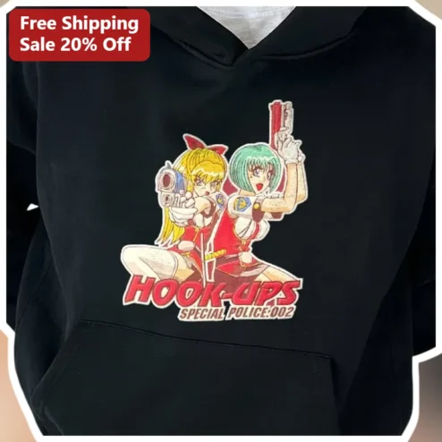 Hook-Ups Special Police: Hoodie Retro Anime Graphic Pullover