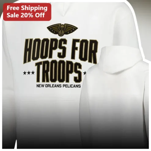 Hoops For Troops New Orleans Pelicans Hoodie Basketball Fan Gift available at our Chicago, Illinois warehouse