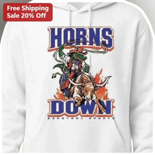 Horns Down Barstool Sports Gator Riding Bull Hoodie College Football Fan Gift