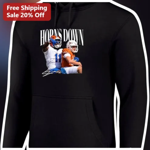 Horns Down Texas vs Oklahoma Rivalry Graphic Hoodie for College Football Fans