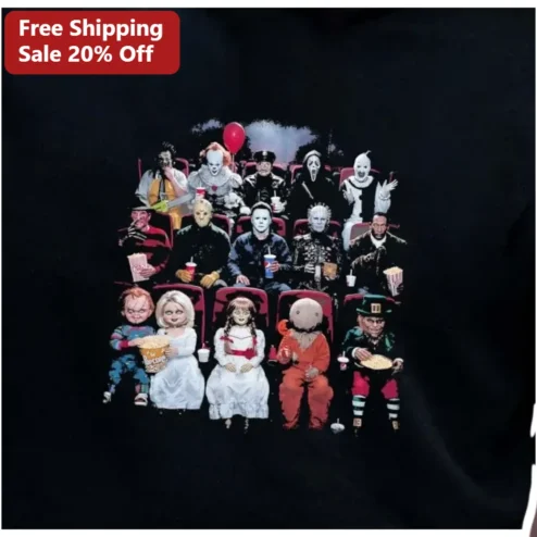 Horror Movie Villains Graphic Tee Halloween Costume Shirt for Men Women