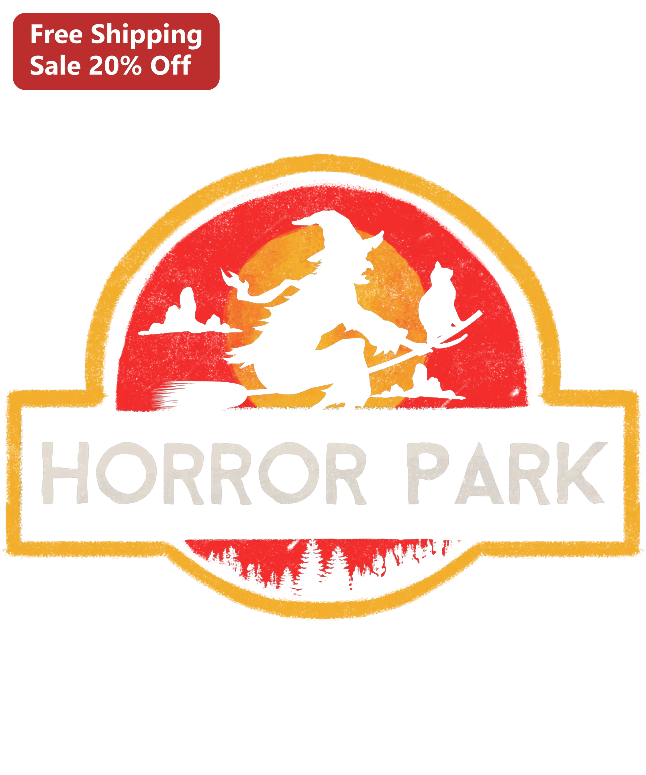 Horror Park Graphic Design Vintage Witch National Park Logo Halloween Spooky Art