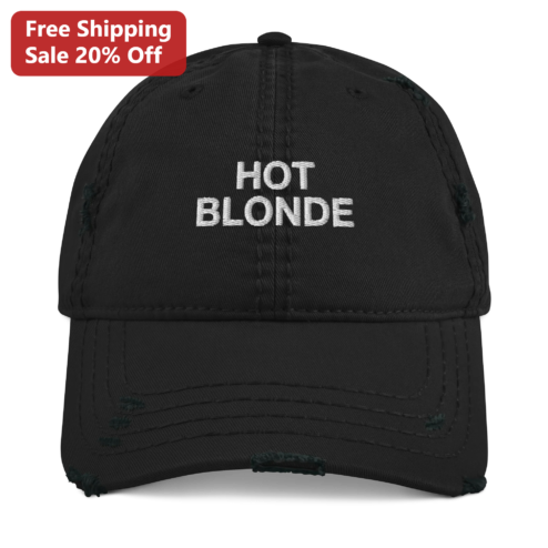 HOT BLONDE Hat Distressed Baseball Cap for Women Funny Blonde Hair Gift