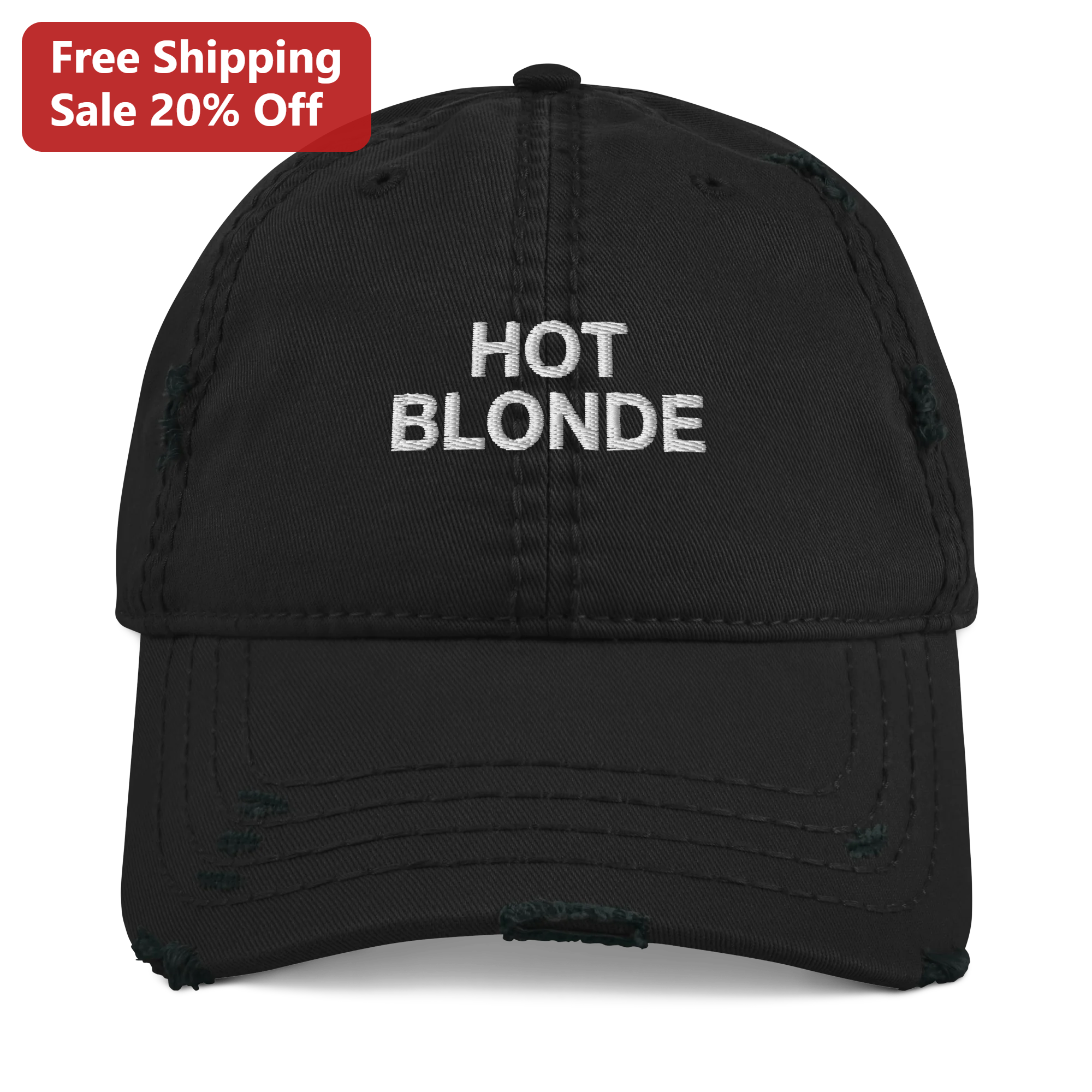 HOT BLONDE Hat Distressed Baseball Cap for Women Funny Blonde Hair Gift