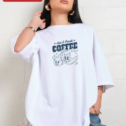 Hot Fresh COFFEE Retro Cartoon Graphic Tee for Coffee Lovers and Baristas