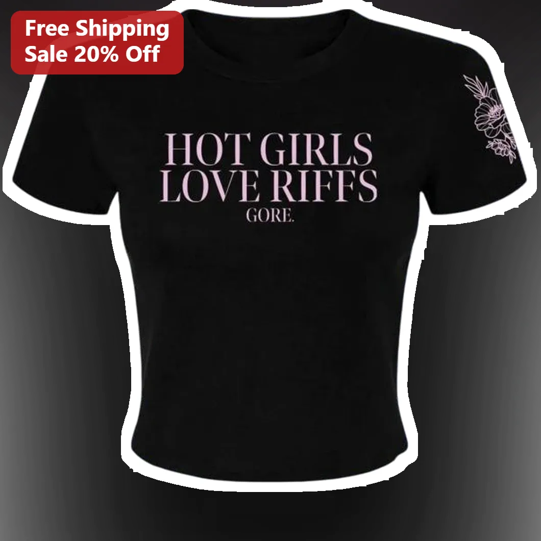 Hot Girls Love Riffs Gore Graphic Tee for Women Bass Player Gift