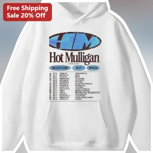 Hot Mulligan North American Fall 2026 Tour Hoodie Indie Rock Band Merch Vintage Style