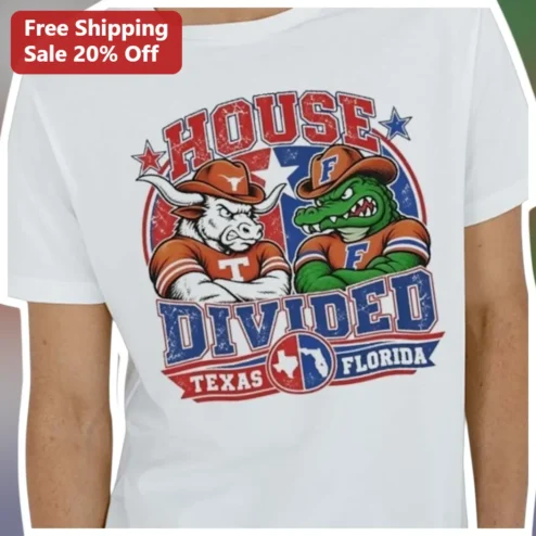 House Divided Texas Florida Tee Vintage Longhorn Gator Rivalry Shirt Split Loyalty College Football Gift