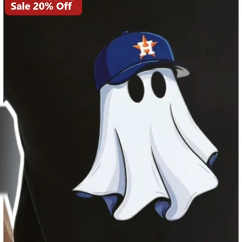 Houston Astros Ghost Tee Halloween Baseball Fan Gift Black Cartoon Graphic Shirt