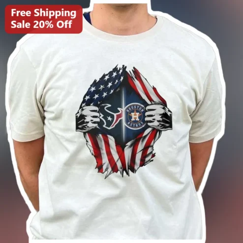 Houston Astros Tee Vintage Patriotic Superhero Rip Graphic T-Shirt for Men Women MLB Baseball Fan Gear