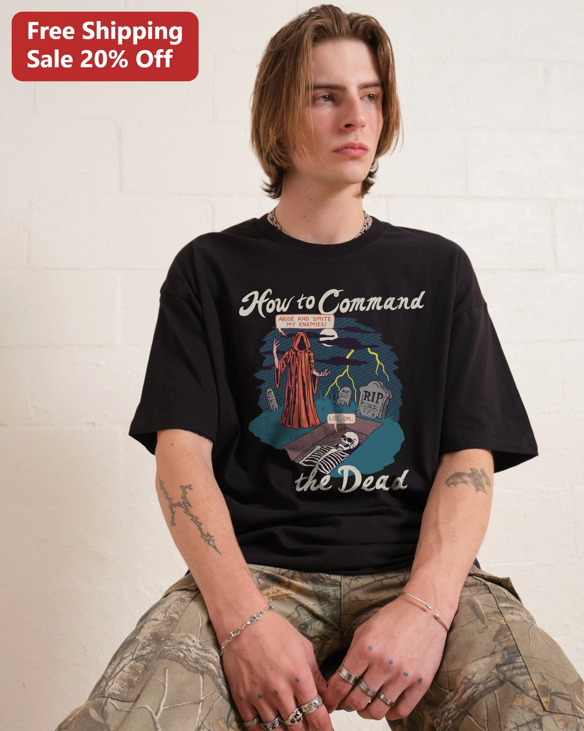 How to Command the Dead Tee Retro Horror Necromancer Graphic Shirt for Men Women