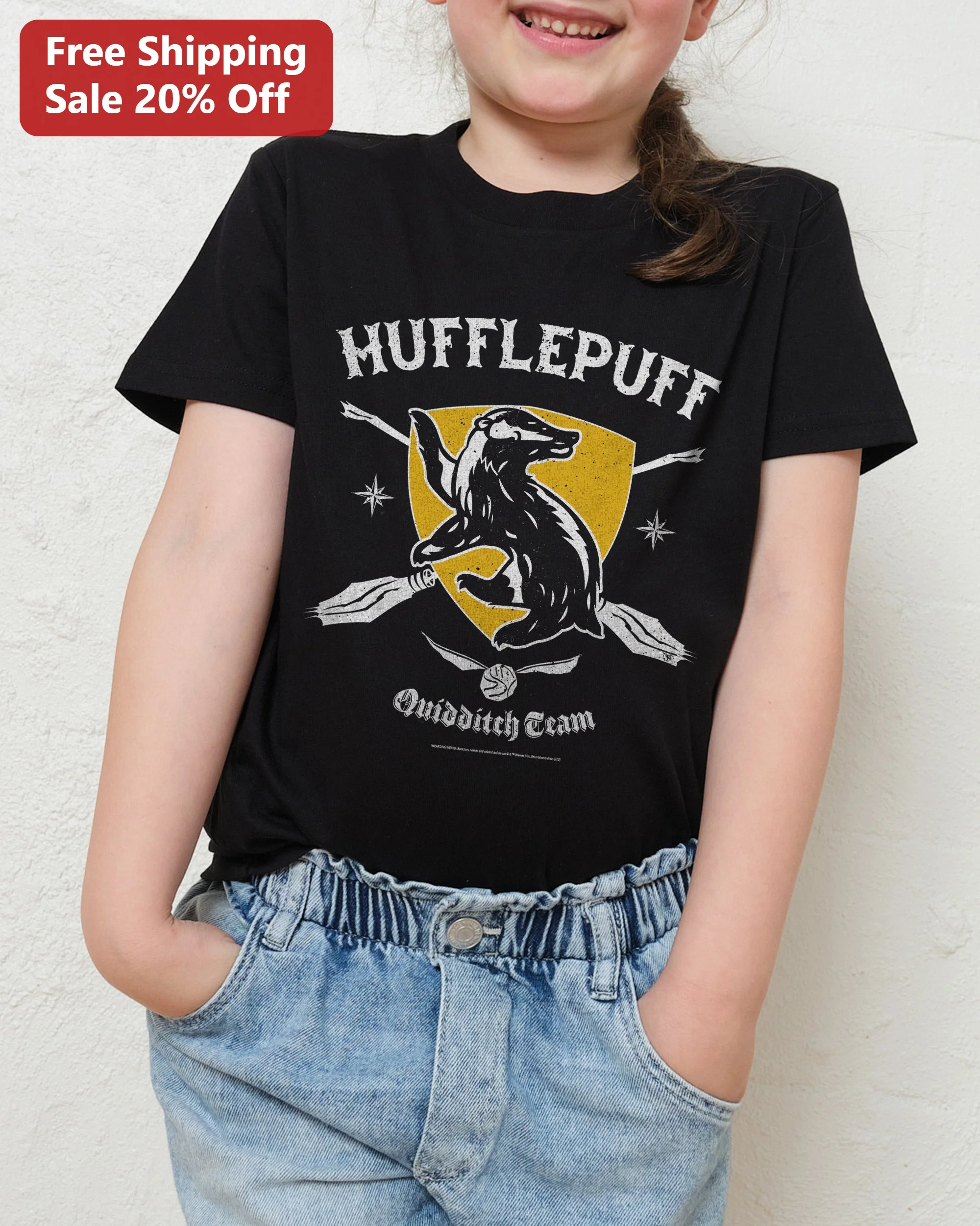 Hufflepuff Quidditch Team Tee Harry Potter Hogwarts Badger Kids Shirt