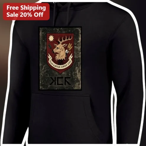 HUN AUCKUR KANON XASE Hoodie Medieval Stag Crest Graphic Sweatshirt for Gamers Fantasy Enthusiasts