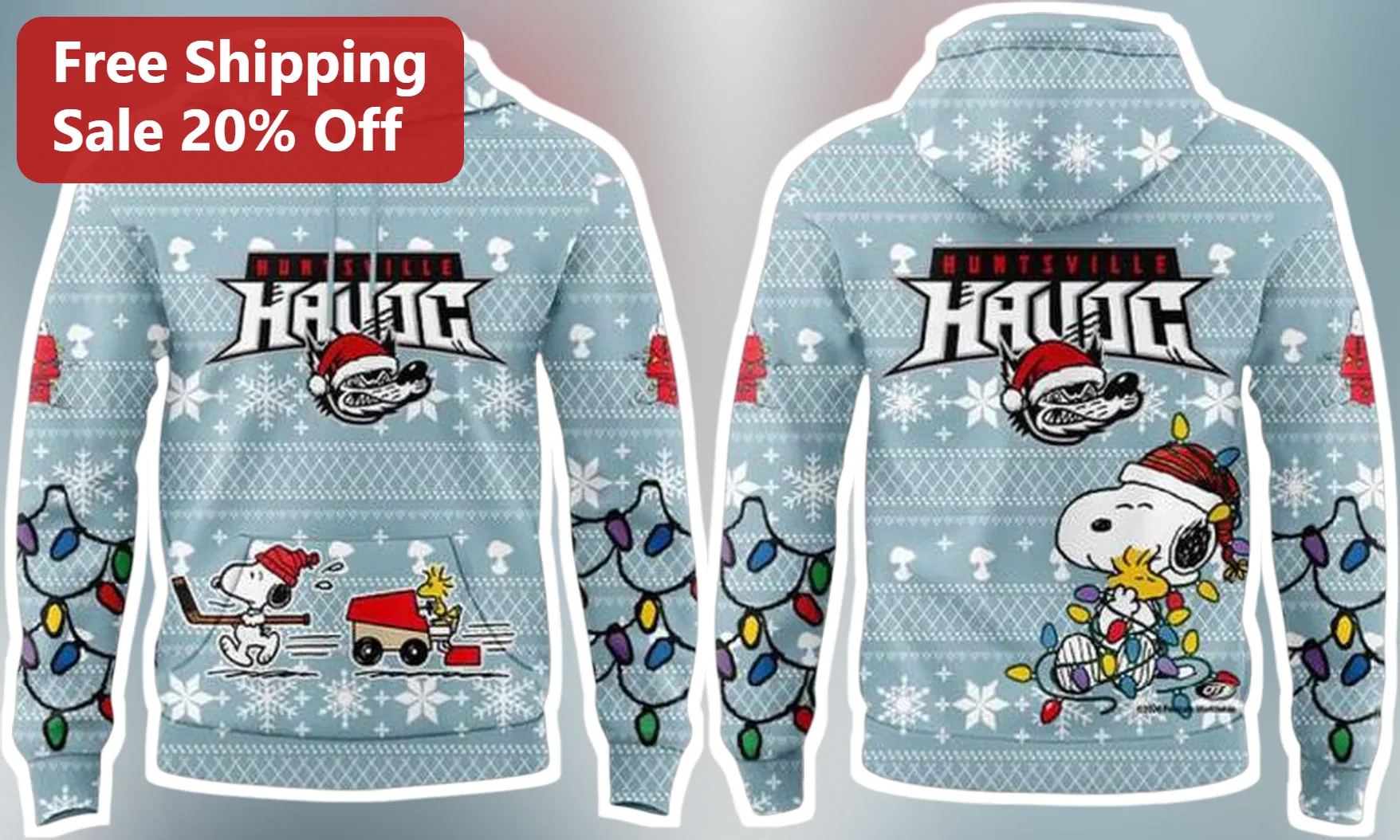 Huntsville Hauloc Snoopy Ugly Christmas Sweater Hoodie
