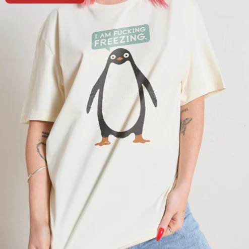 I Am Fucking Freezing Funny Penguin Graphic Tee Winter Humor Gift
