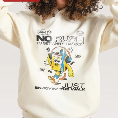I Am In No Rush To Get Where I Am Goin' Just Enjoyin' The Walk Retro Boombox Hoodie