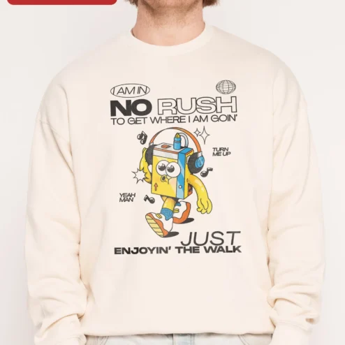 I Am In No Rush To Get Where I Am Goin' Just Enjoyin' The Walk Retro Cassette Tape Crewneck Sweatshirt
