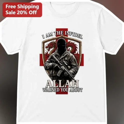 I Am The Infidel Allah Warned You About Graphic Tee Tactical Military Statement Shirt