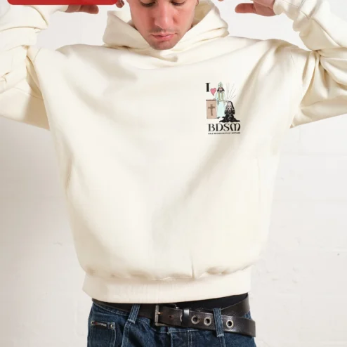 Customer in Chicago, Illinois wearing I BDSM Bible Discussion Study Meetings Hoodie