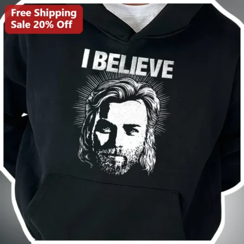 I BELIEVE Jesus Christ Hoodie Christian Faith Apparel Vintage Distressed Graphic Sweatshirt