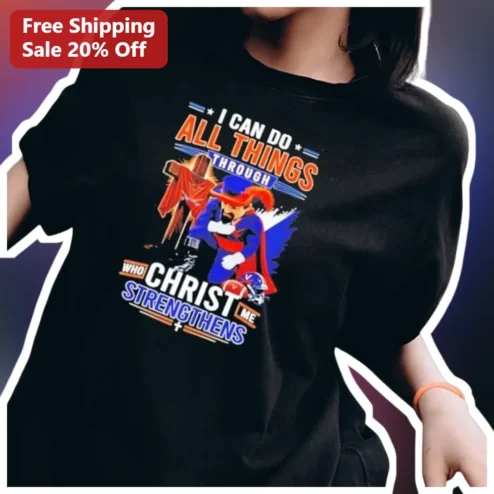 I Can Do All Things Through Christ Who Me Jesus Football Player Tee Philippians 4:13 Christian Athle available at our Chicago, Illinois warehouse