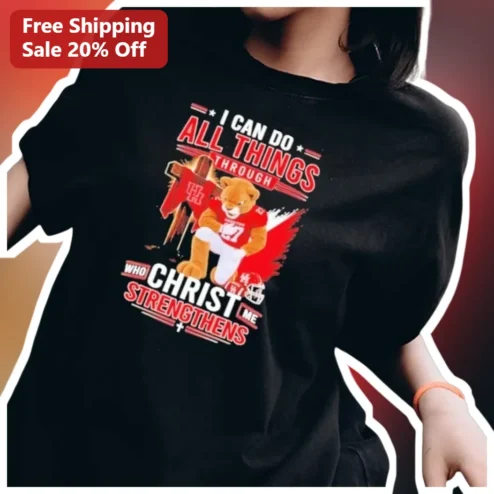 I Can Do All Things Through Christ Who Me Philippians 4:13 Christian Football Tiger Graphic Tee