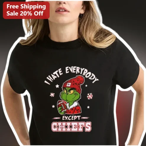 I Hate Everybody Except Chiefs The Grinch Christmas Tee Kansas City Chiefs Fan Gift