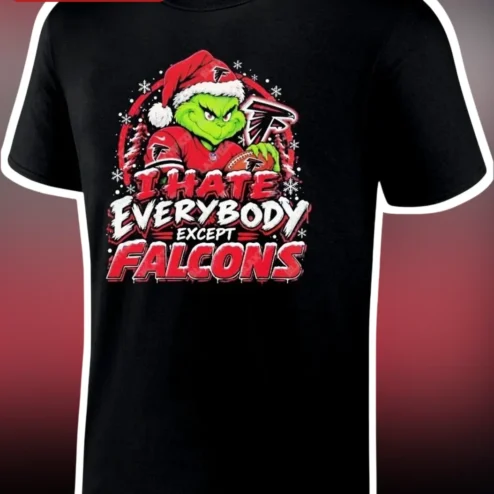 I Hate Everybody Except Falcons Grinch Christmas Tee Atlanta Falcons NFL Fan Holiday Gift Shirt