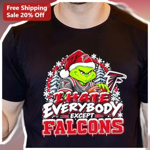 I Hate Everybody Except Falcons The Grinch NFL Fan Gift Tee