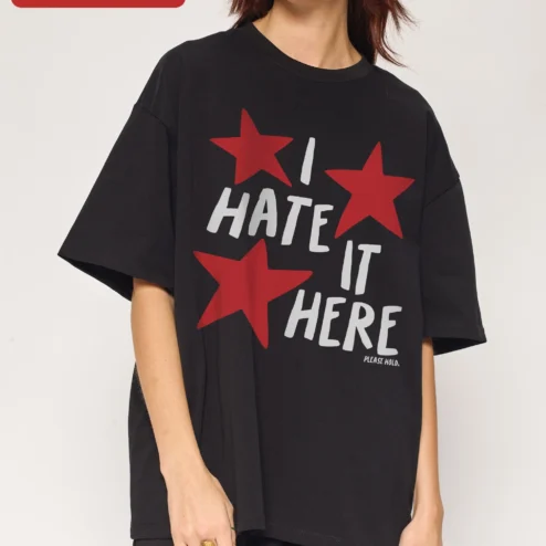 I Hate It Here Please Hold Graphic Tee Unofficial Taylor Swift Lyric Meme Shirt for Introverts
