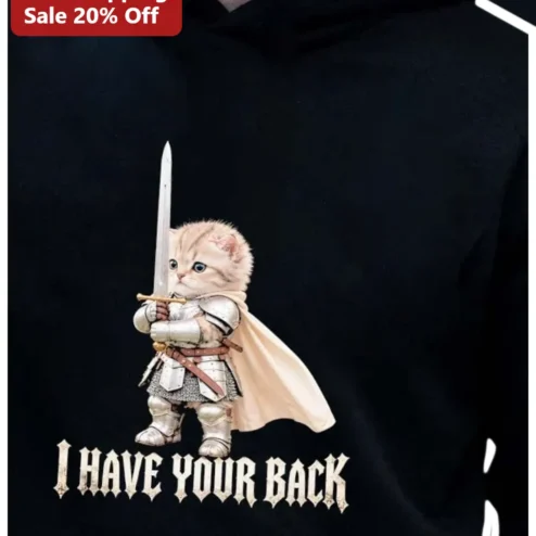 I Have Your Back Knight Cat Hoodie Funny Medieval Armor Kitten Gift for Friends