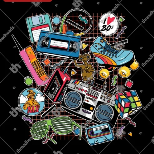 I Heart 80s ALF Retro Nostalgia Graphic Tee for Millennials Gen X Fans on a hanger, ready to ship from Chicago, Illinois