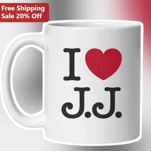 I Heart Mug Personalized Custom Name Initials Love Gift for Her Him Anniversary Valentines Day White Ceramic Coffee Cup