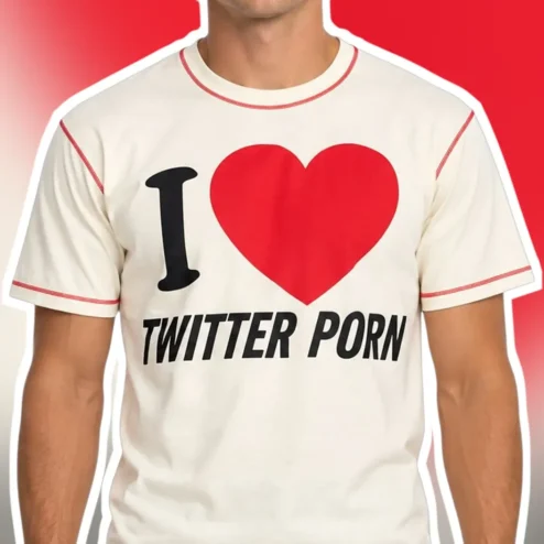 I Heart Twitter Porn Tee Ironic Internet Humor Graphic T-Shirt Gag Gift