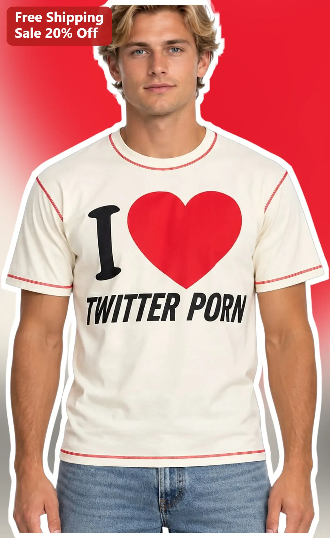 I Heart Twitter Porn Tee Ironic Internet Humor Graphic T-Shirt Gag Gift
