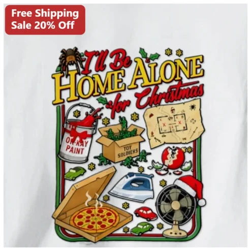I'll Be Home Alone for Christmas Tee Funny Kevin McCallister Holiday Gift Shirt