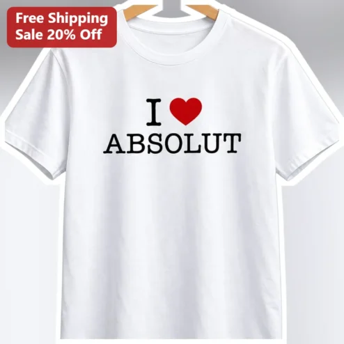I Love Absolut Vodka Graphic Tee for Men Women Party Drinkers