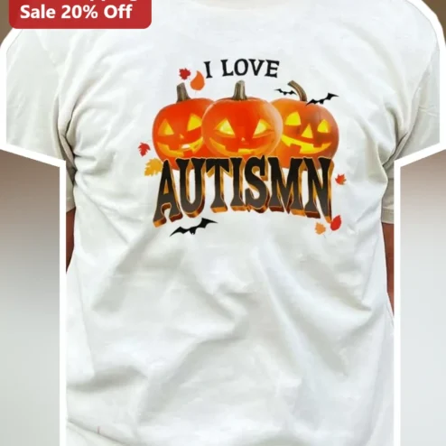 I Love Autism Halloween Pumpkin Graphic Tee for Adults Women Men