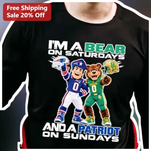 I'M A BEAR ON SATURDAYS AND A PATRIOT ON SUNDAYS Tee Funny Bear Patriot Graphic Shirt for Men Women