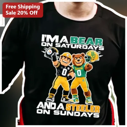 I'm A Bear On Saturdays And A Steeler On Sundays Long Sleeve Tee Steelers Baylor Bears Fan Gift