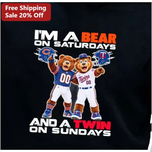 I'M A BEAR ON SATURDAYS AND A TWIN ON SUNDAYS Tee Funny Sports Fan Graphic Shirt Gift for Twins