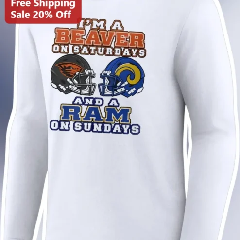 I'M A BEAVER ON SATURDAYS AND A RAM ON SUNDAYS Long Sleeve Tee Funny Zodiac Humor Gift