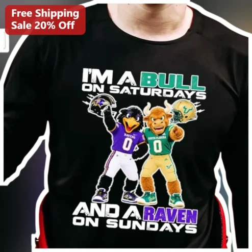 I'M A BULL ON SATURDAYS AND A RAVEN ON SUNDAYS Tee