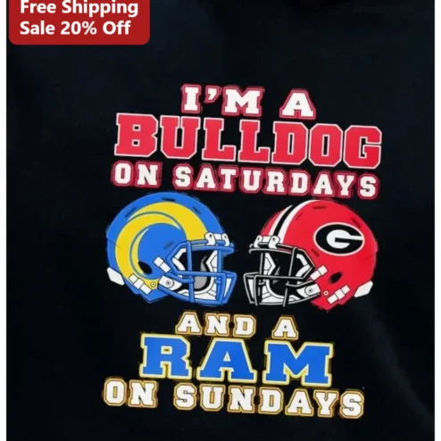I'M A BULLDOG ON SATURDAYS AND A RAM ON SUNDAYS College Football Fan Tee