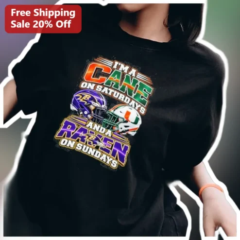 I'M A CANE ON SATURDAYS AND A RAVEN ON SUNDAYS Humor Tee for Sports Fans