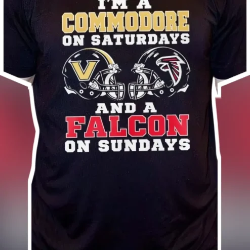 I'M A COMMODORE ON SATURDAYS AND A FALCON ON SUNDAYS Vanderbilt Atlanta Falcons Football Fan Tee