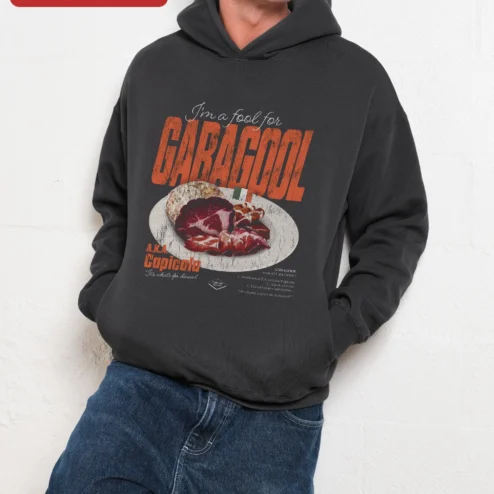 I'm a Fool for Gabagool Capicola Hoodie Funny Italian American Foodie Gift on a hanger, ready to ship from Chicago, Illinois