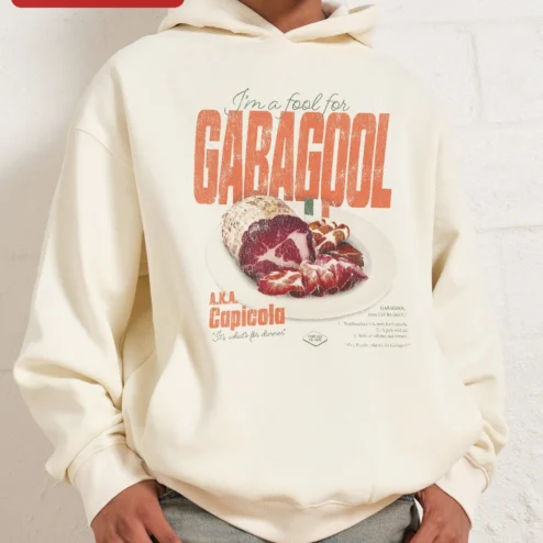 Customer in Chicago, Illinois wearing I'm a Fool for Gabagool Capicola Hoodie Funny Italian American Foodie Gift