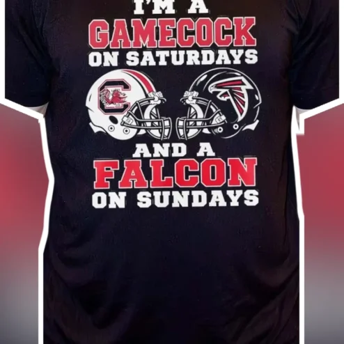 I'M A GAMECOCK ON SATURDAYS AND A FALCON ON SUNDAYS Tee South Carolina Gamecocks Atlanta Falcons Fan Gift