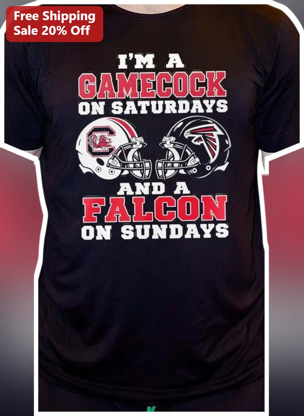 I'M A GAMECOCK ON SATURDAYS AND A FALCON ON SUNDAYS Tee South Carolina Gamecocks Atlanta Falcons Fan Gift